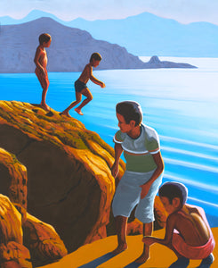 Greek boys on the rocks (18" x 15")